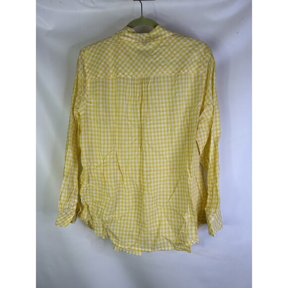 Talbots Yellow Gingham Plaid Button Front Shirt - Picture 7 of 7
